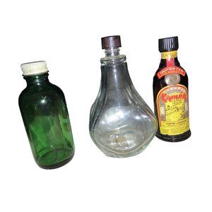 Vintage Small Glass Bottles Empty Avon, Medicine and another